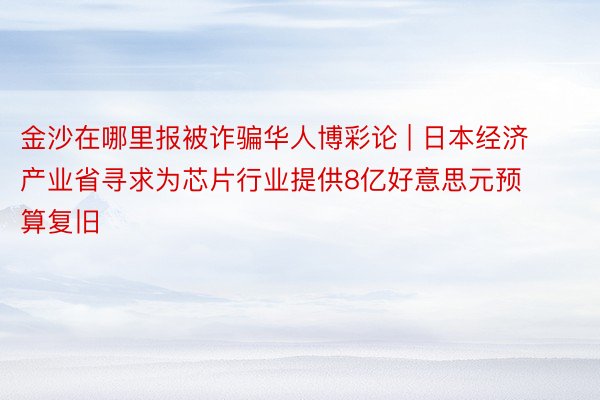 金沙在哪里报被诈骗华人博彩论 | 日本经济产业省寻求为芯片行业提供8亿好意思元预算复旧