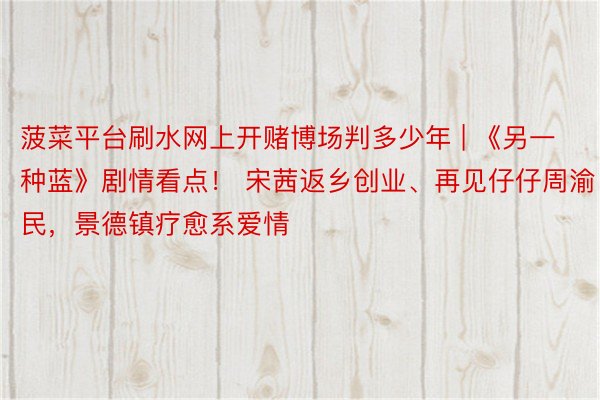 菠菜平台刷水网上开赌博场判多少年 | 《另一种蓝》剧情看点！ 宋茜返乡创业、再见仔仔周渝民，景德镇疗愈系爱情
